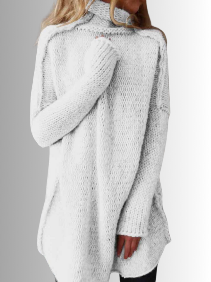 Stilla | Stilfuld Lang Sweater med Høj Hals