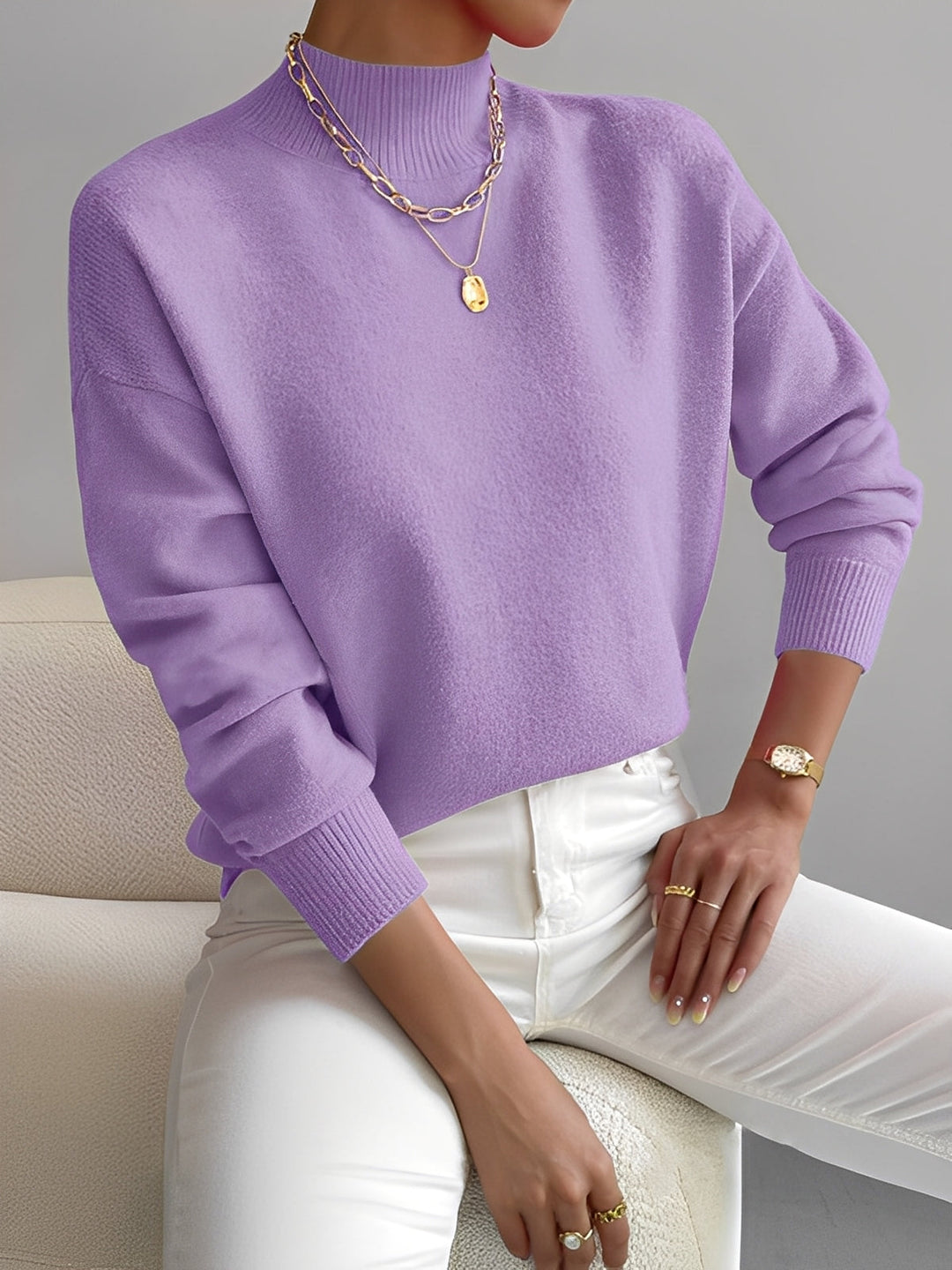 Stilla | Elegant Damepullover med Ståkrave