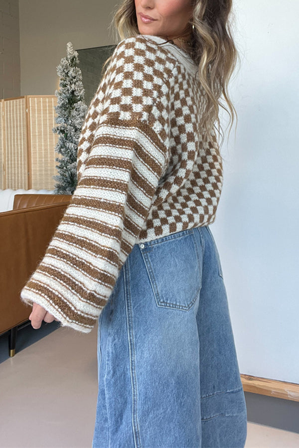 Stilla | Cozy, Letvægts Cardigan med Et Ternet Mønster