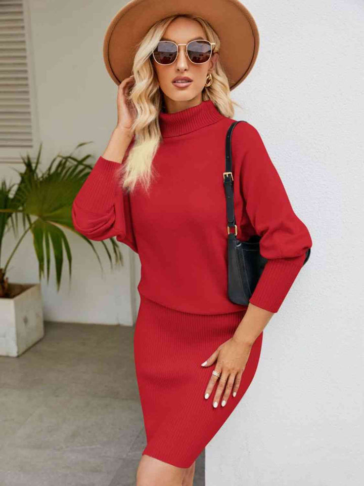 Stilla | Neck Langærmet Ribbet Sweaterkjole