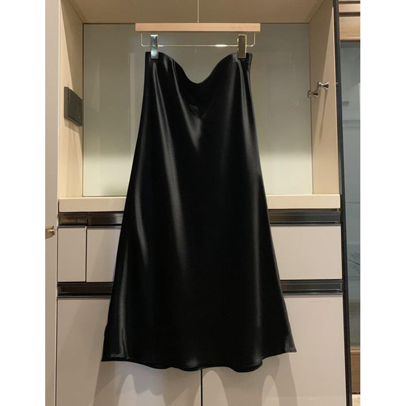 Damer elegant Midi-nederdel i blank satin Stilla