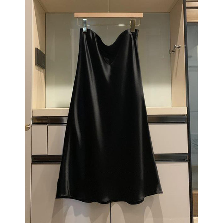 Damer elegant Midi-nederdel i blank satin Stilla