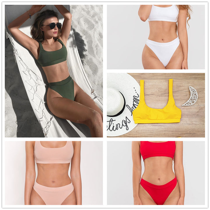 Dame bikini-sæt med minimalistiske stropper og høj benudskæring Stilla