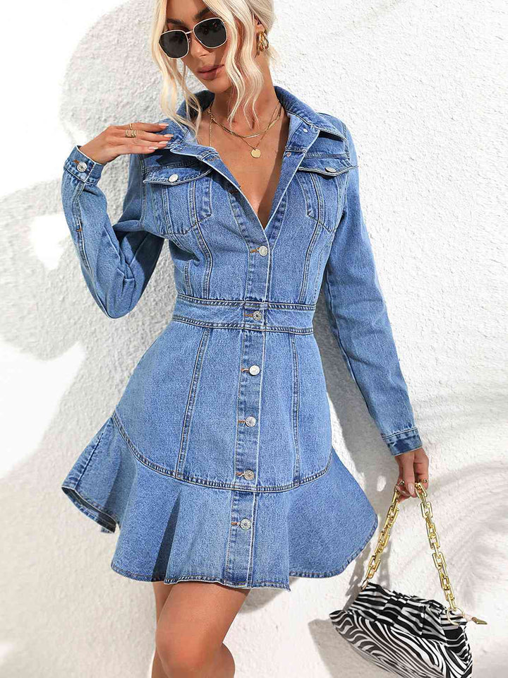 Stilla | Neck Button Down Denim Dress