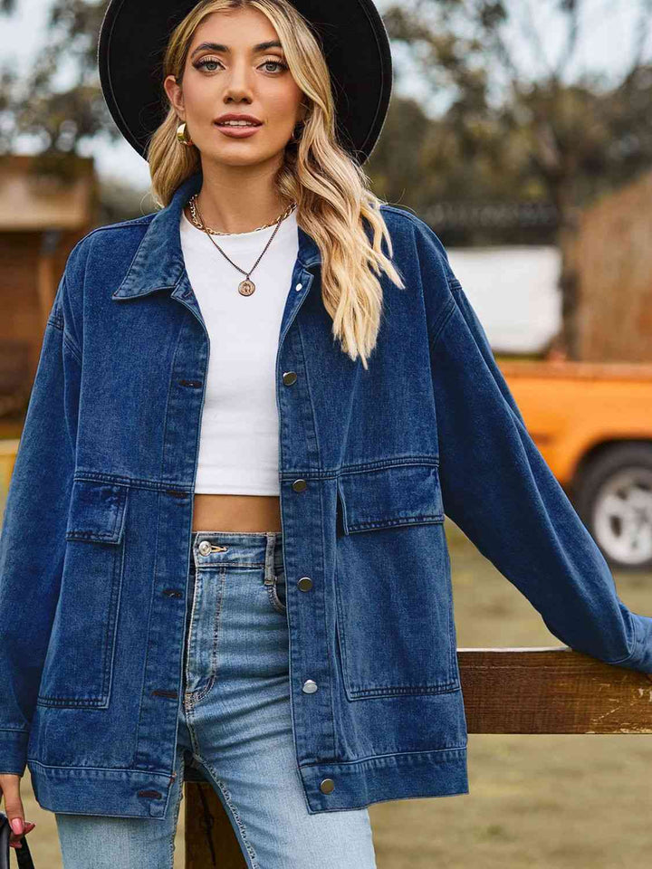 Stilla | Skulder Denim Jakke Med Lommer