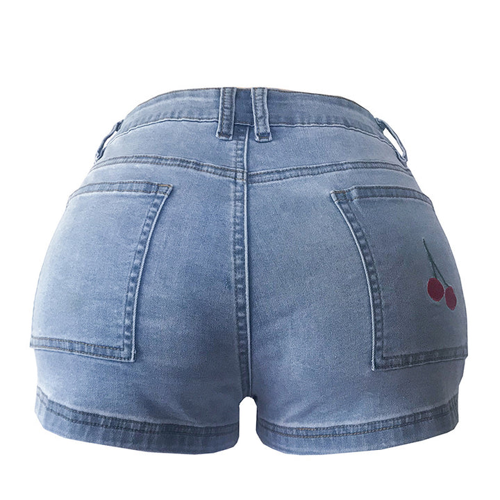 Dame Jeans-shorts med farverigt broderedesign og afslappet snit Stilla