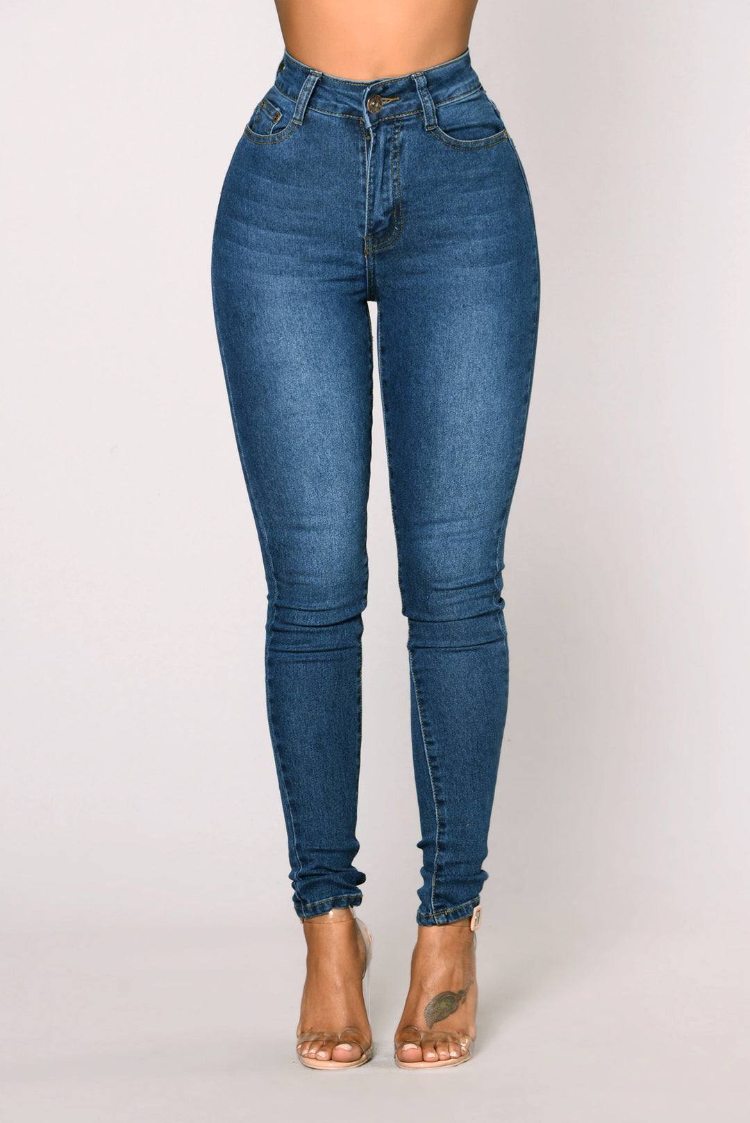 Dame Høj-rekede Skinny Jeans i komfortabelt Stretch-materiale Stilla