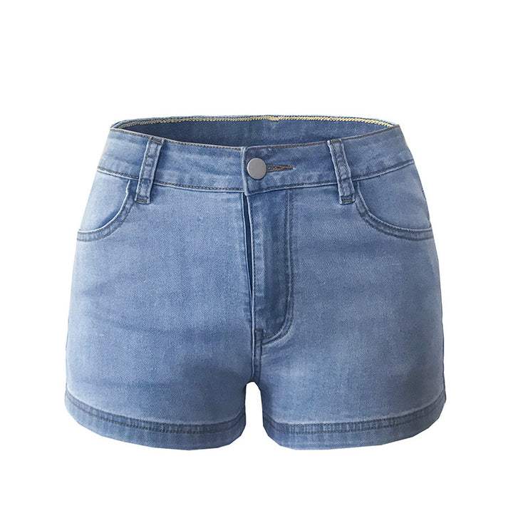 Dame Jeans-shorts med farverigt broderedesign og afslappet snit Stilla