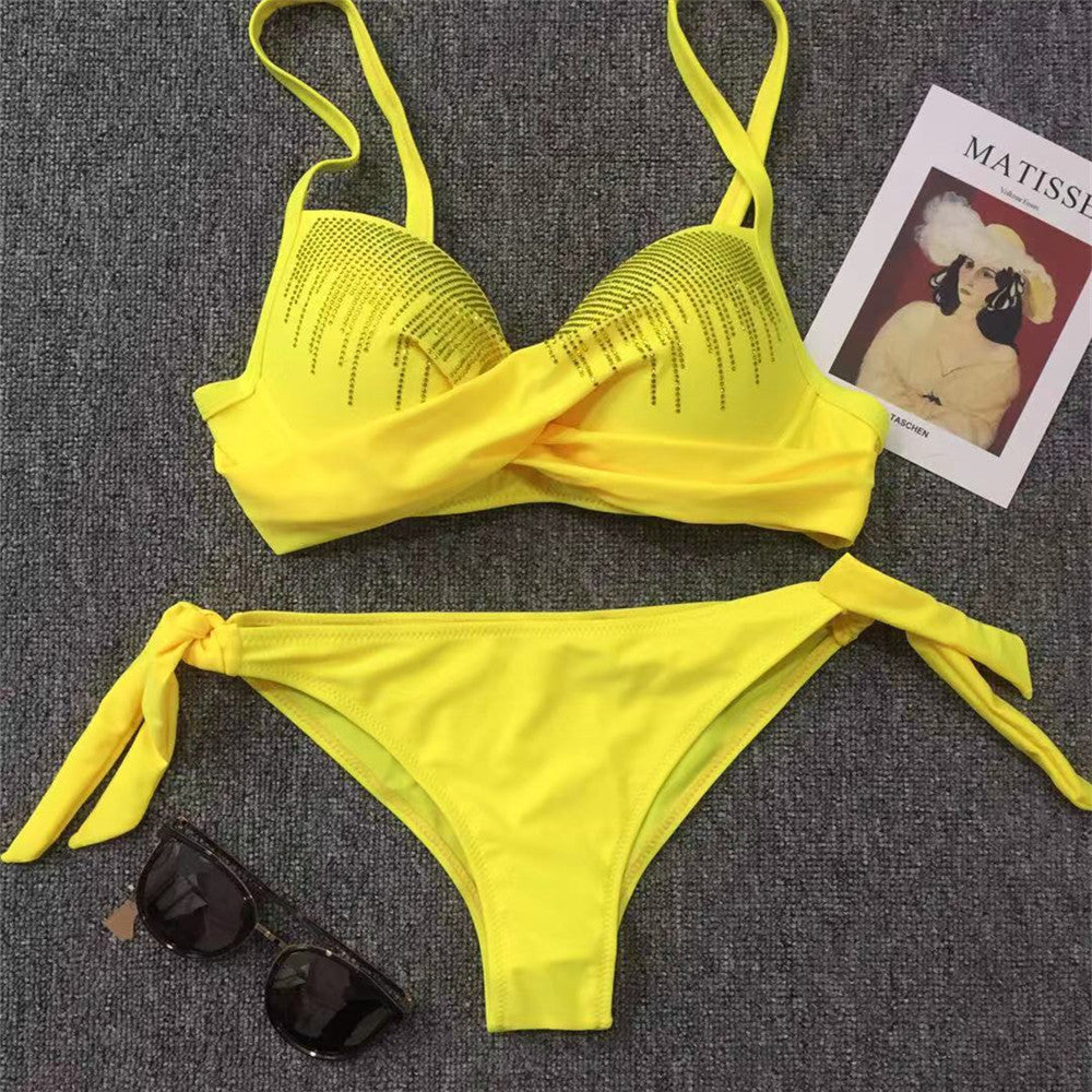 Dame Glamourøs Push-Up Bikini med glitrende applikationer Skovae