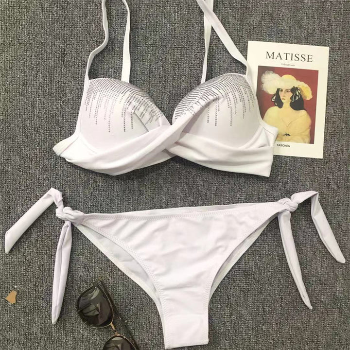 Dame Glamourøs Push-Up Bikini med glitrende applikationer Skovae