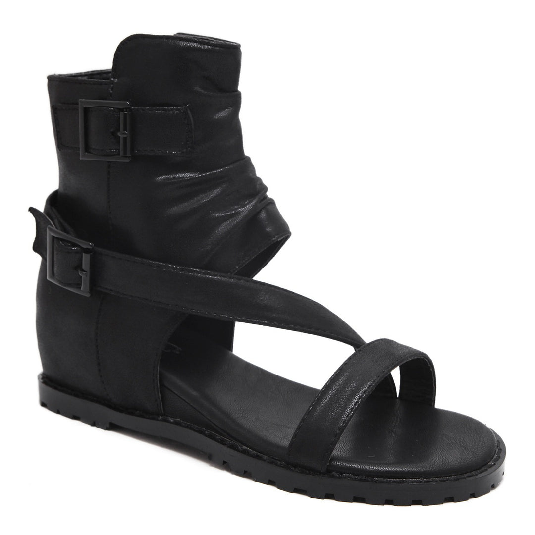 Dame Biker-Sandaler med raffineret foldedesign og moderigtige stropper Stilla