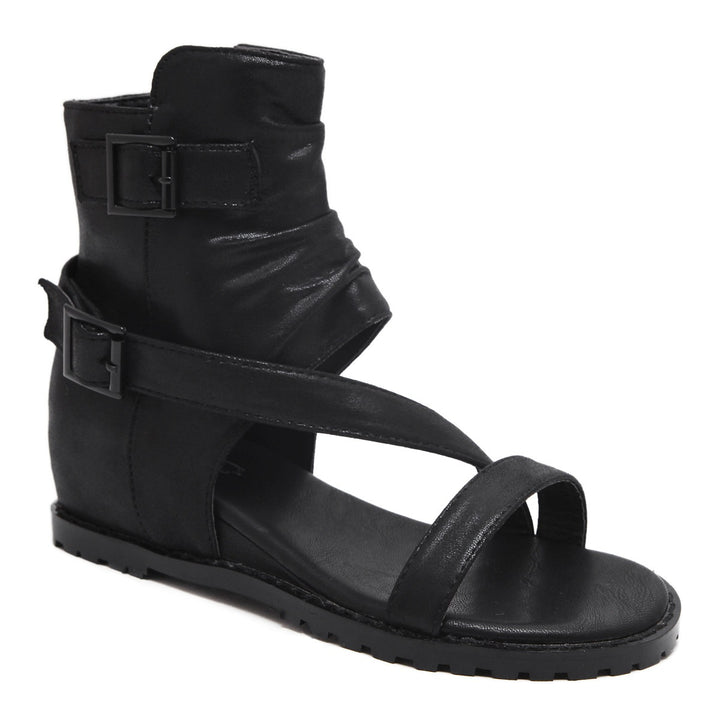 Dame Biker-Sandaler med raffineret foldedesign og moderigtige stropper Stilla
