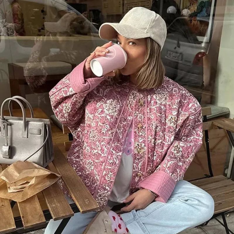 Stilla | Blomstret quiltet jakke