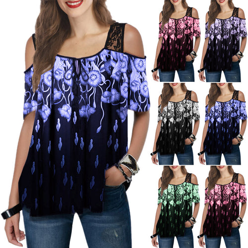 Dame Top med kold skulder Floralprint Stilla