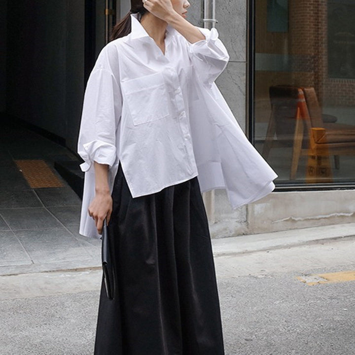 Dame Oversized Bluse med struktureret snit og moderne ærmer Stilla