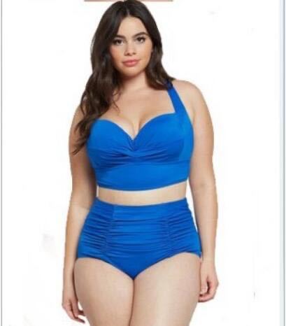 Dame Højtaljet Bikini-Sæt med elegant Rynkning Skovae