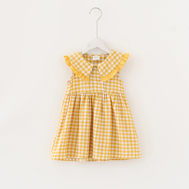 Pige Gingham A-linje kjole med flæsekraach Stilla