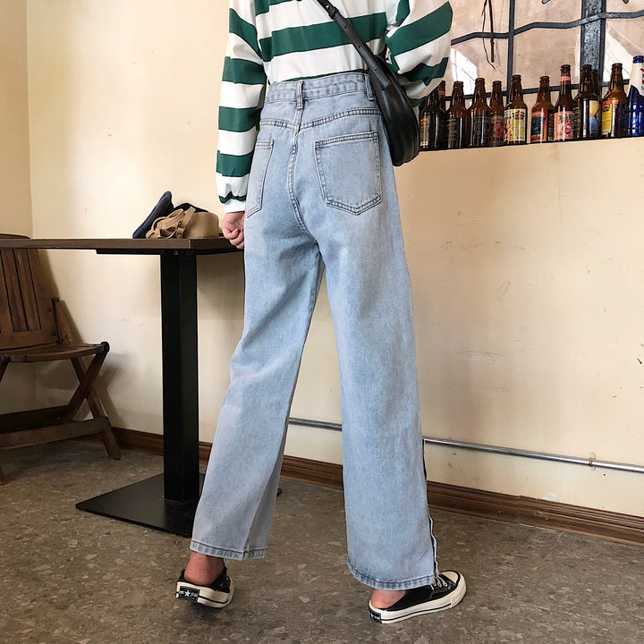 Kvinders brede jeans med dekorative knapdetaljer Stilla