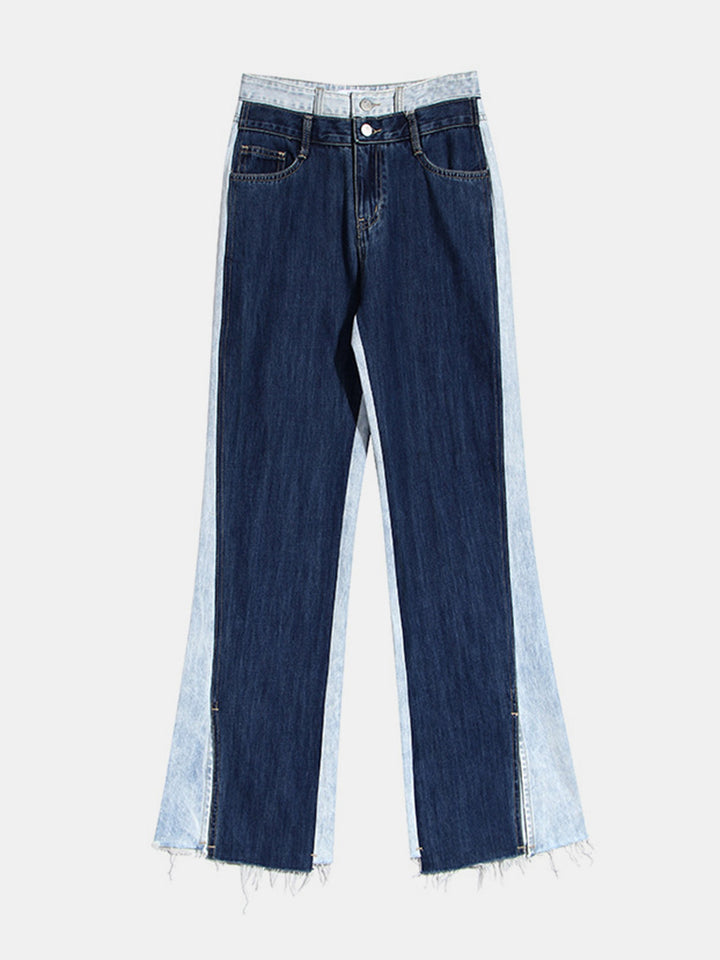 Stilla | Knaplukning Slids Frayed Hem Jeans
