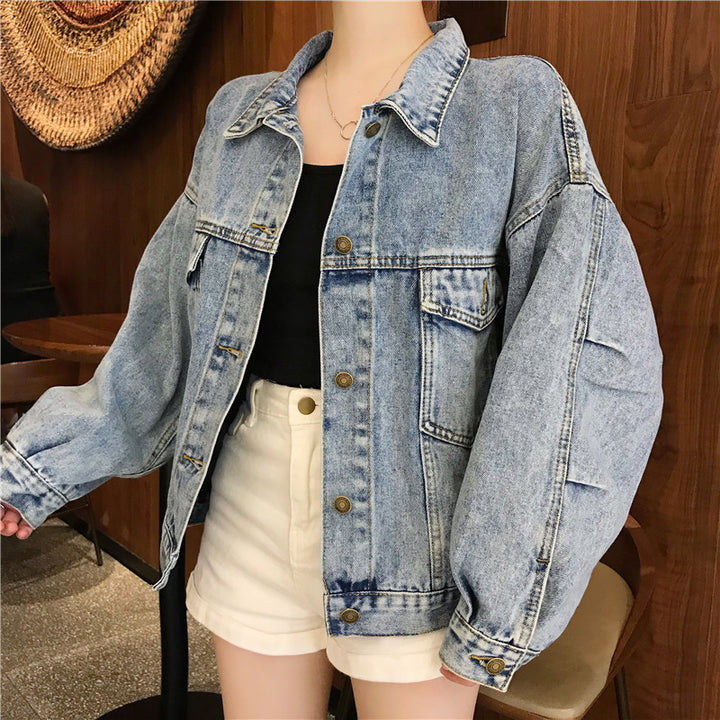 Kvindernes Oversized Denim Jakke med Praktiske Lommer Stilla
