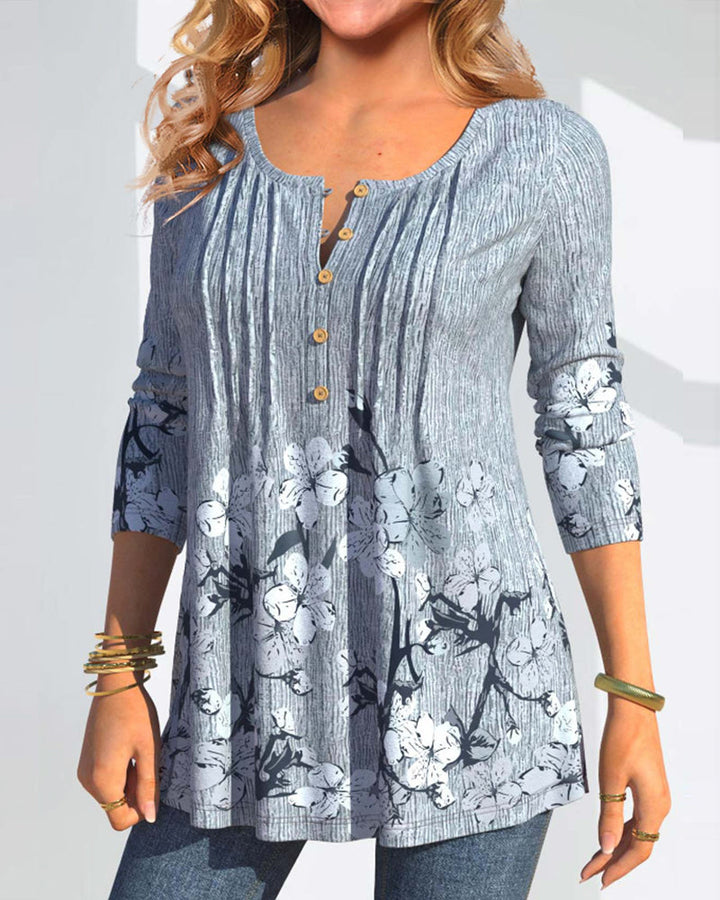 Stilla | Bluse med blomstertryk og knapper