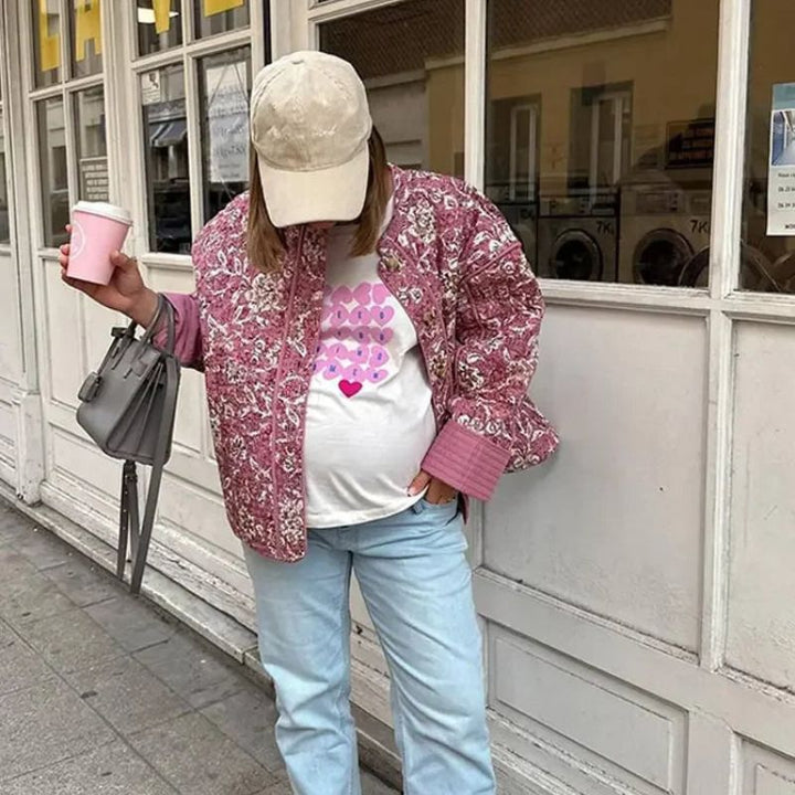 Stilla | Blomstret quiltet jakke