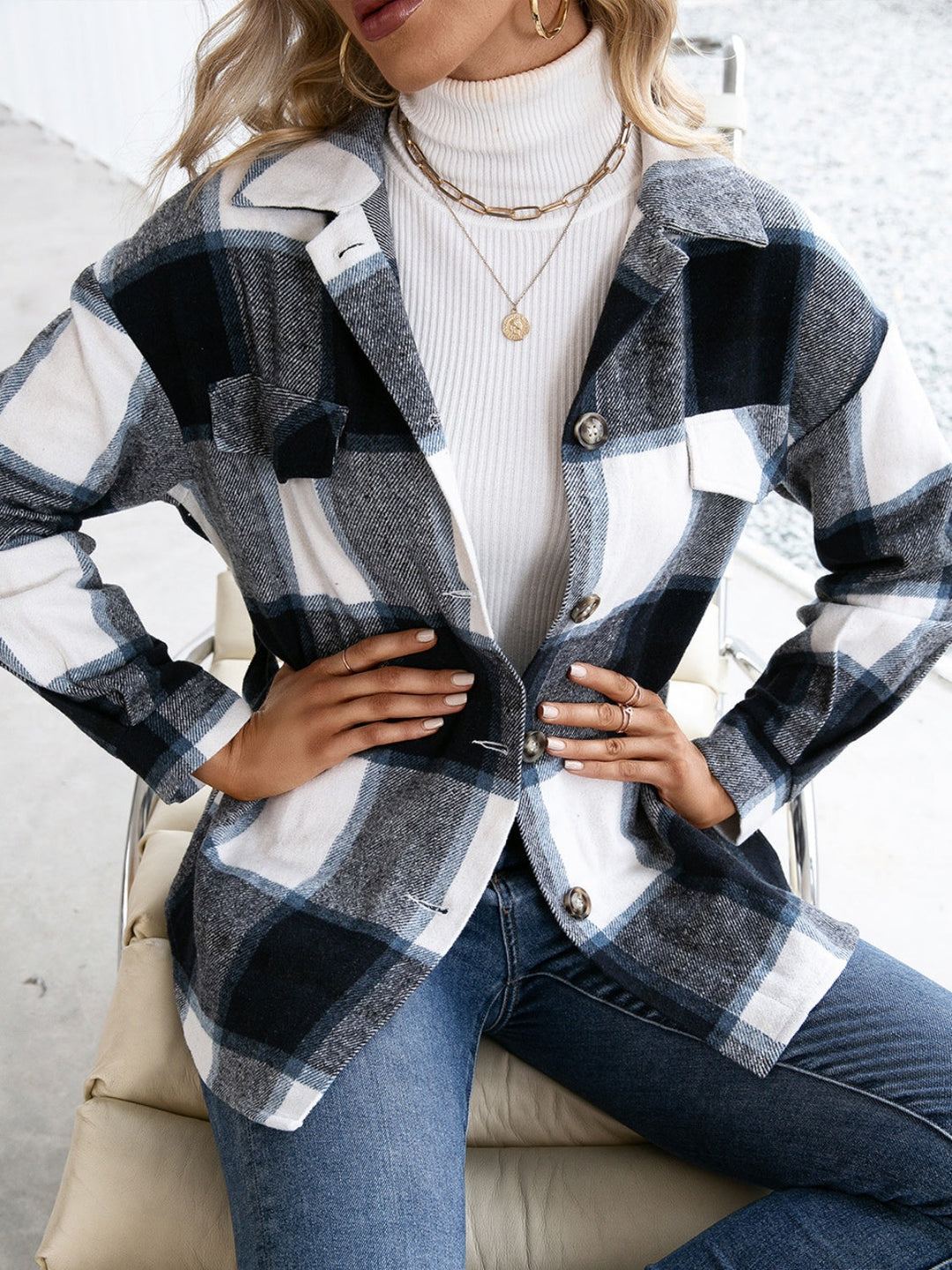Stilla | Lane Plaid Button Up Langærmet Shacket