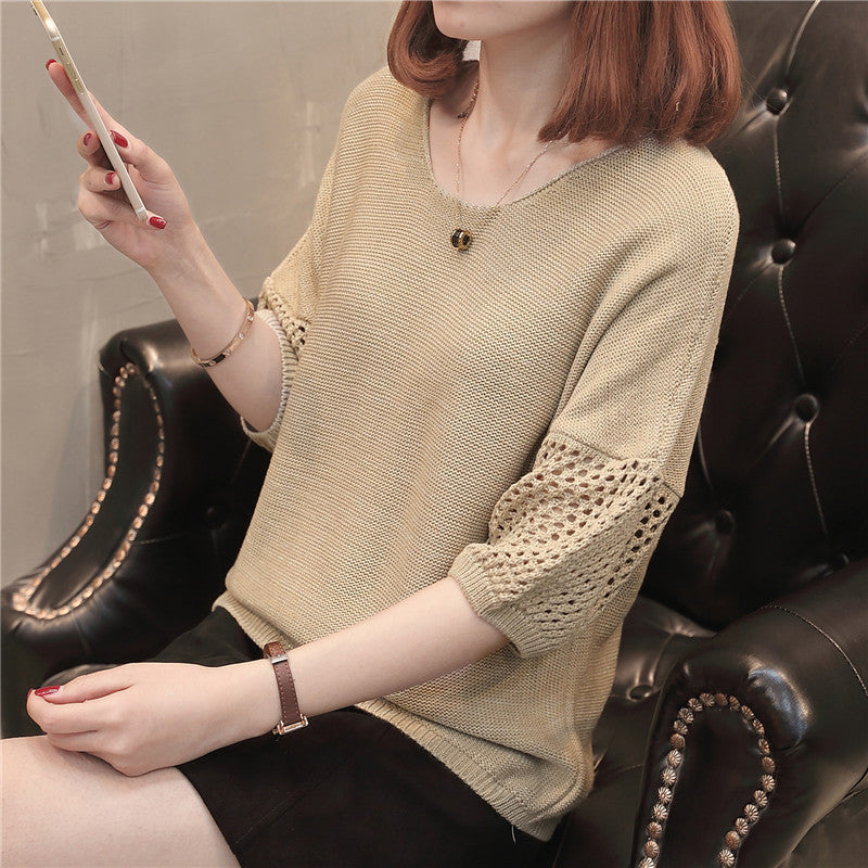 Damer casual strikket sweater med åben mesh struktur Stilla