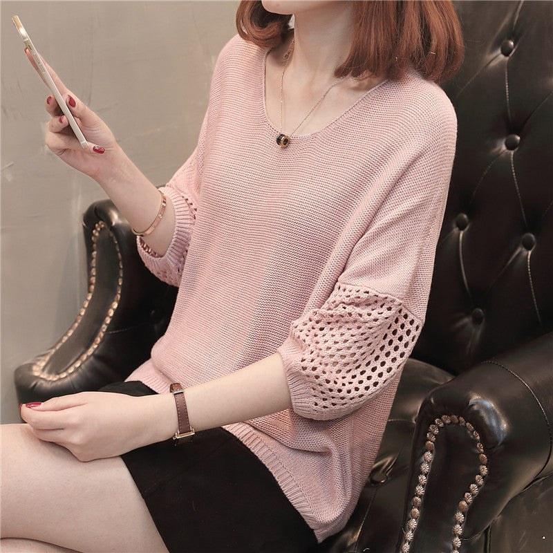 Damer casual strikket sweater med åben mesh struktur Stilla