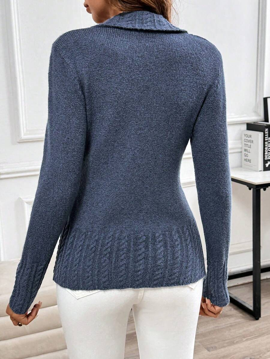 Stilla | Blå Pullover Med Lange Ærmer og V-udskæring