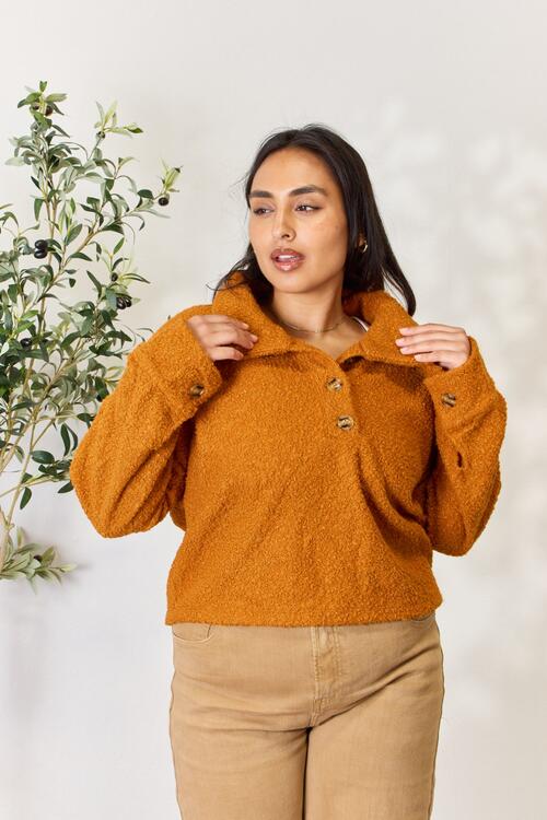 Stilla | Code Fuld Størrelse Halv Knap Turtleneck Sweatshirt