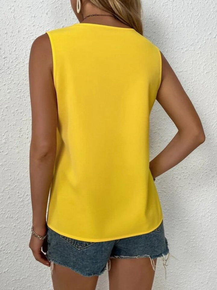 Stilla | Plus Size Blonde Detalje V-Hals Tank