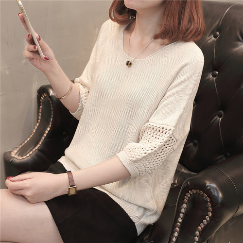 Damer casual strikket sweater med åben mesh struktur Stilla