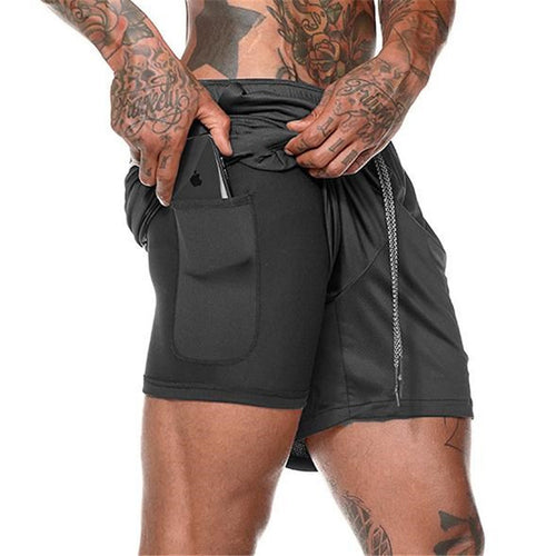 Herrer multifunktionelle sportskorter med indbygget indershorts og praktiske lommer Stilla