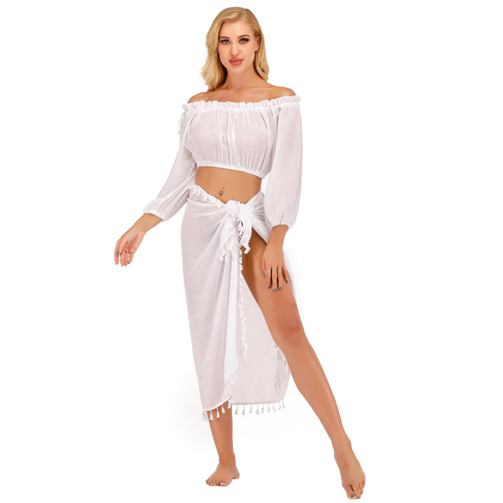 Dame strandtop med elegant boho-design og sidelængde Stilla