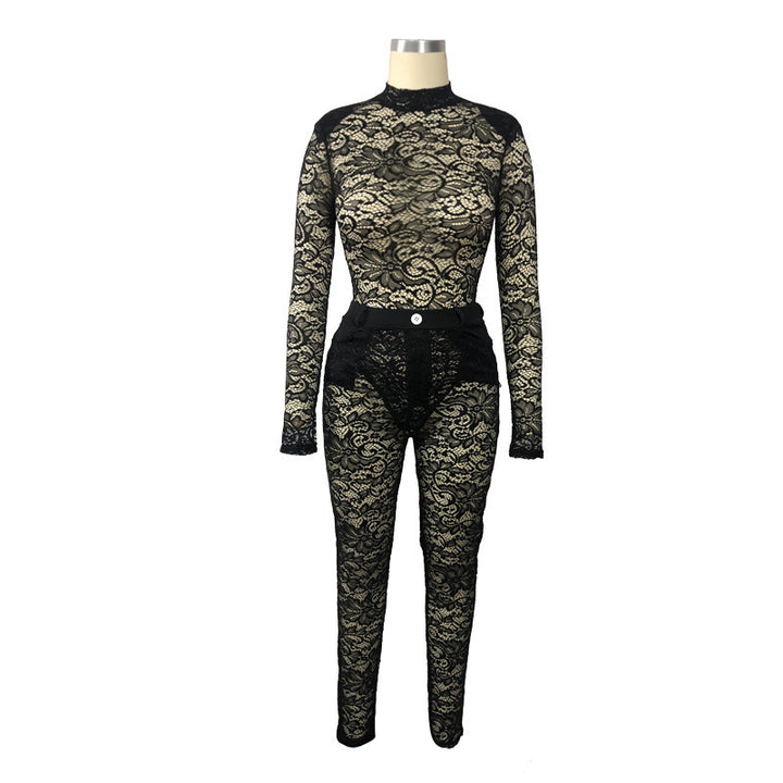Dame spidse jumpsuit med fast taljebælte og elegante detaljer Stilla