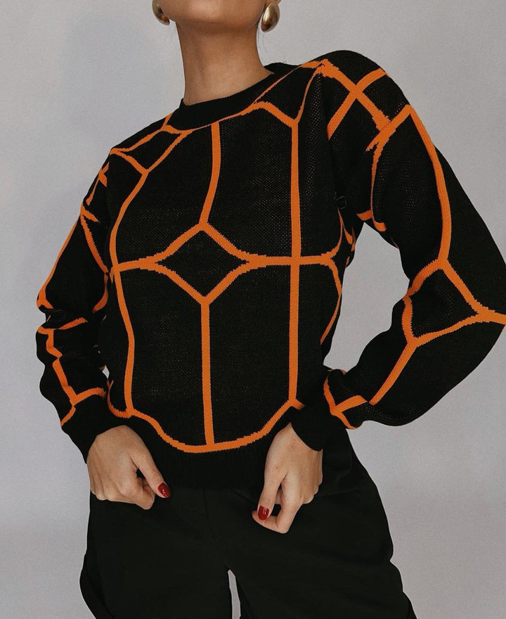 Stilla | Bluse i geometrisk farve-strik