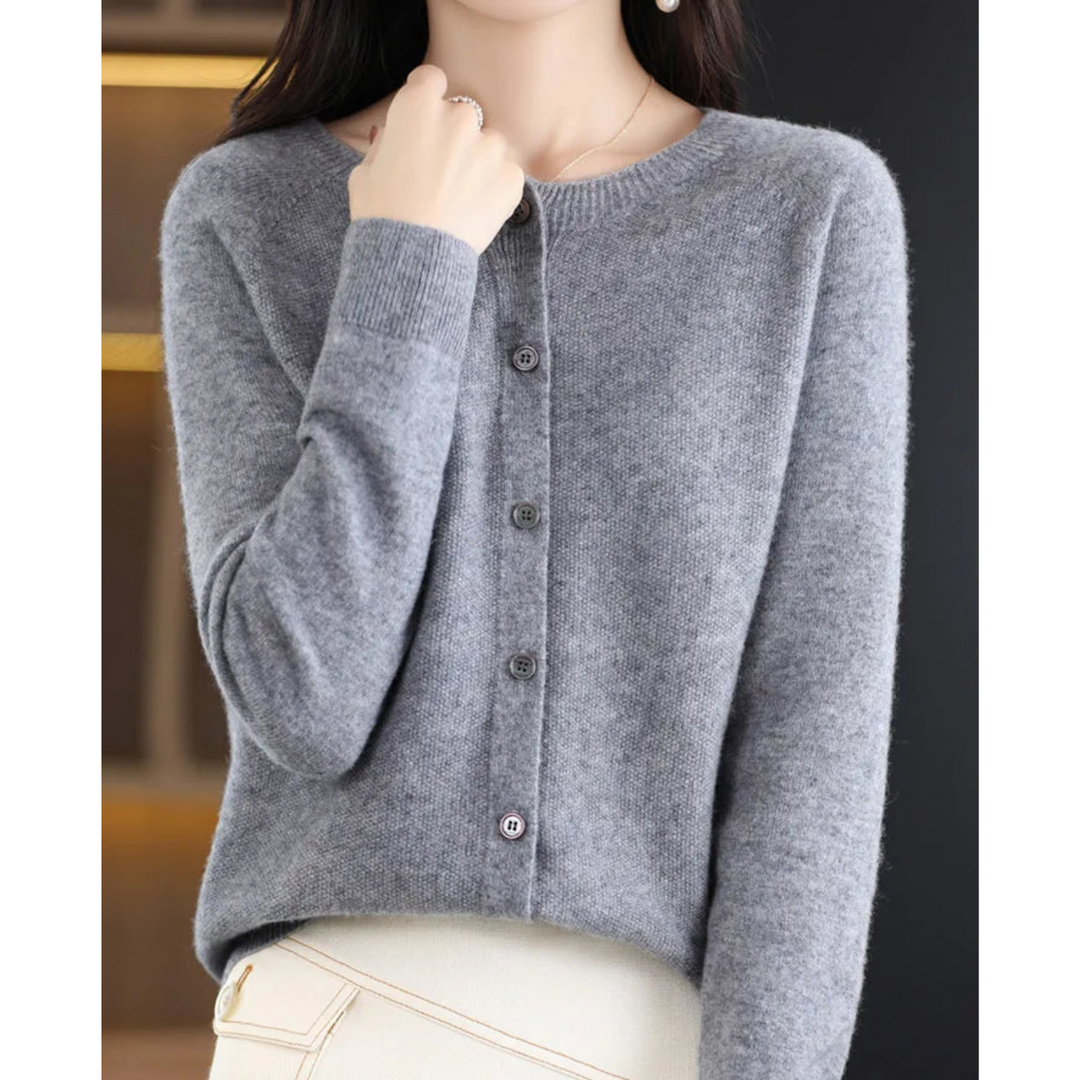 Stilla | Kvinders merinould cardigan O-hals