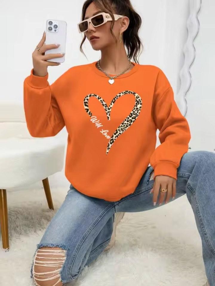 Stilla | Bomulds T-shirt Med Leopard-Hjerteprint