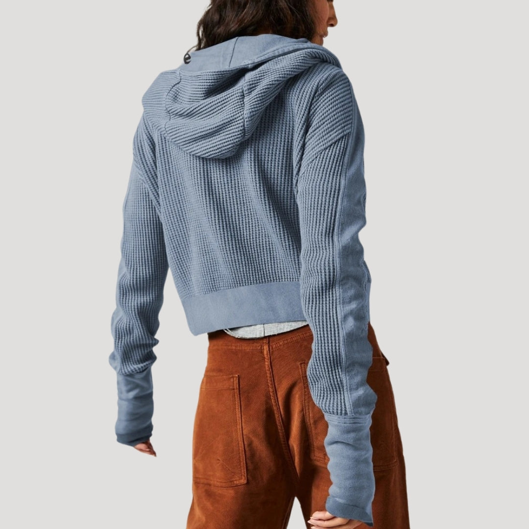 Stilla | Vaffelstrik Zip up Hættetrøje
