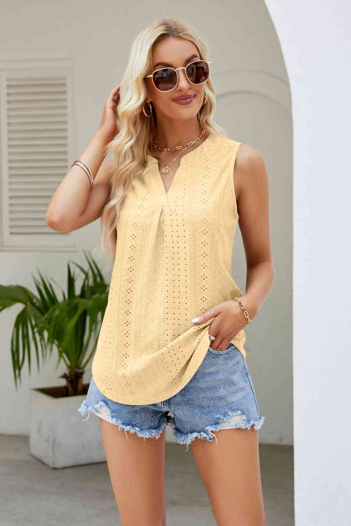 Stilla | Hals Kurvet Kant Eyelet Tank