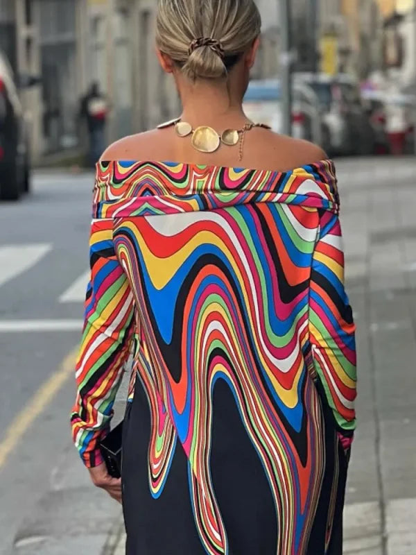 Stilla | Elegant Kjole med Farveprint