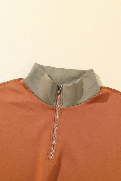 Stilla | Block Exposed Seam Halv Zip Sweatshirt