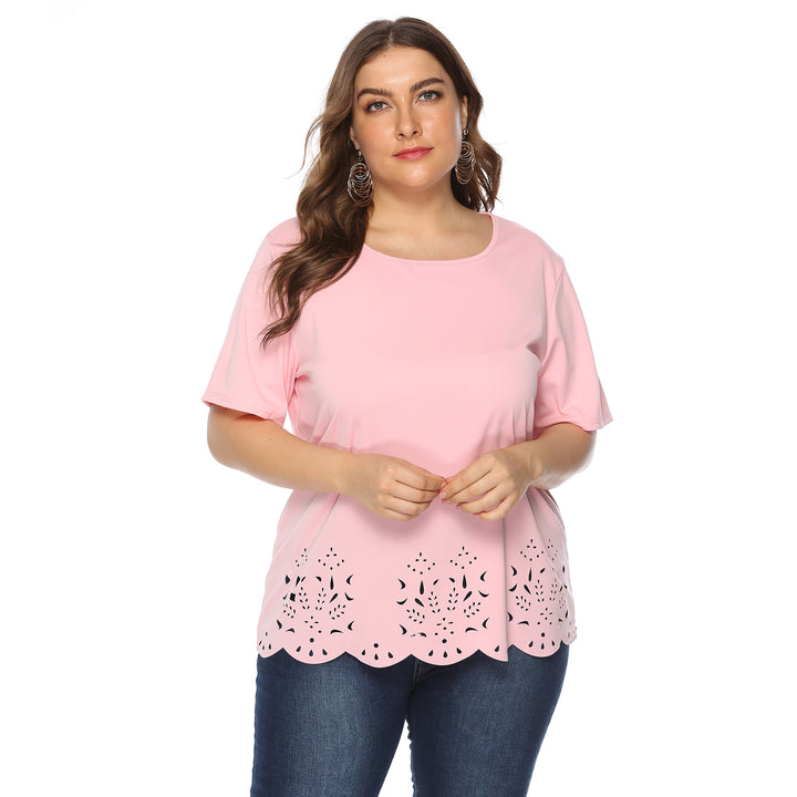 Dame modet T-shirt med filigranmønster Skovae