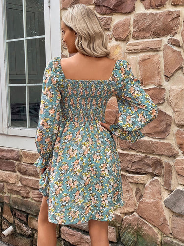 Stilla | Smocked Flounce Sleeve Square Neck Dress