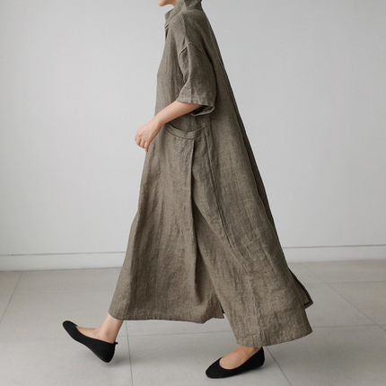 Dame Oversized Maxikjole med afslappet snit og åndbart bomuldsmateriale Stilla