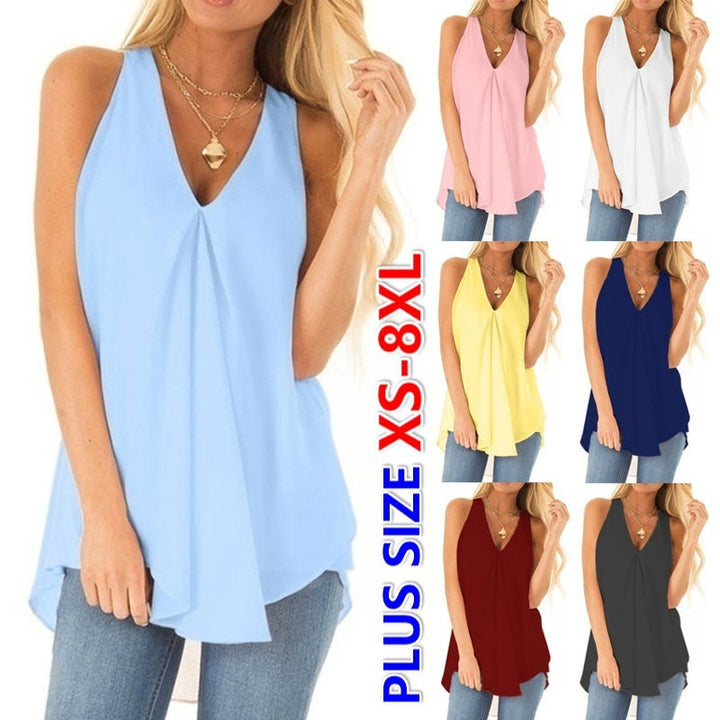 Dame designerv-bluse top med elegant V-udskæring og afslappet snit Stilla