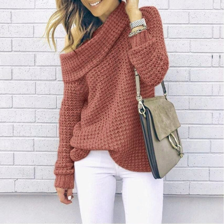 Kvinder Off-Shoulder Strikket Sweater med Struktur Stilla