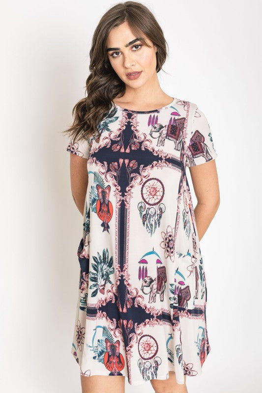 Stilla | Catcher Print Shift Kjole