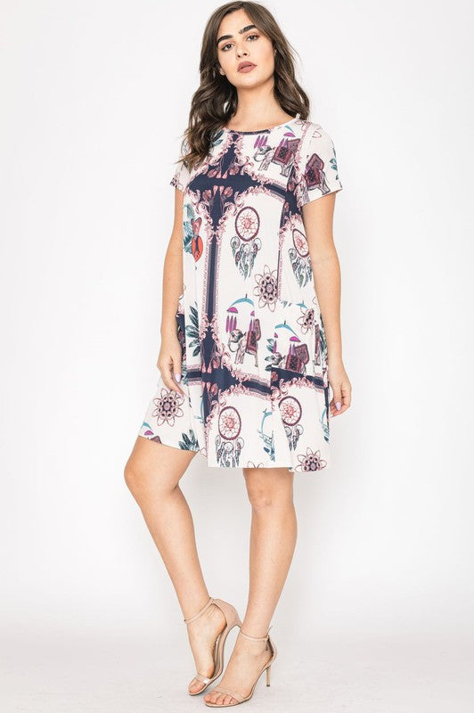 Stilla | Catcher Print Shift Kjole